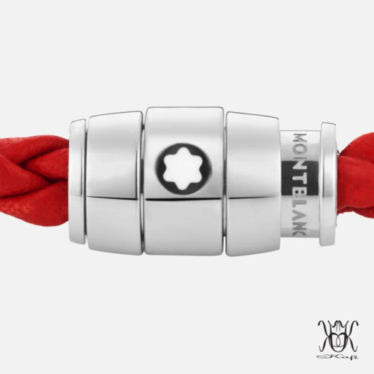 دستبند 130901 Bracelet Steel 3 rings closing and Red leather مونبلان - Image 3