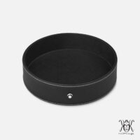 Montblanc 133160 Round desk tray in black leather